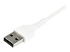 StarTech.com 1m USB A to USB C Charging Cable, Durable Fast Charge & Sync USB 2.0 to USB Type C Data Cord, Rugged TPE Jacket Aramid Fiber M/M 3A White, Samsung S10, S20, iPad Pro, Pixel - Close up