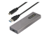 StarTech.com USB-C 10Gbps to M.2 NVMe or M.2 SATA SSD Enclosure, Tool-free M.2 PCIe/SATA NGFF SSD Enclosure, Portable Aluminum Case, USB Type-C & USB-A Host Cables, For 2230/2242/2260/2280 - Left-angle