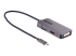 StarTech.com USB C Video Adapter, USB C to HDMI DVI VGA Adapter, Up to 4K 60Hz, Aluminum, Multiport Video Display Adapter for Laptops, Thunderbolt 3/4 Compatible, USB Type C Monitor Adapter - Left-angle