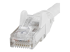 StarTech.com 100ft CAT6 Ethernet Cable, 10 Gigabit Snagless RJ45 650MHz 100W PoE Patch Cord, CAT 6 10GbE UTP Network Cable w/Strain Relief, White, Fluke Tested/Wiring is UL Certified/TIA - Close up