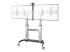 StarTech.com Dual TV Cart for 37-60in VESA TVs up to 110lb (50kg) each, Height Adjustable TV Mount, Mobile Display Cart w/ Webcam & Equipment Shelves, Lockable Casters, TV Cart on Wheels - Right-angle